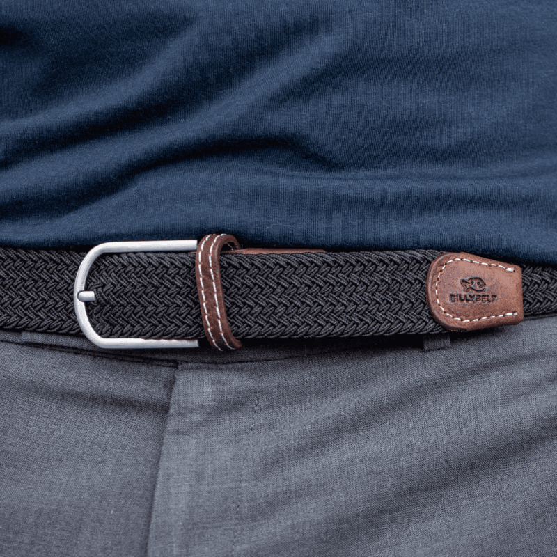 Ceinture tressée Billybelt noire en cuir - Georgespaul