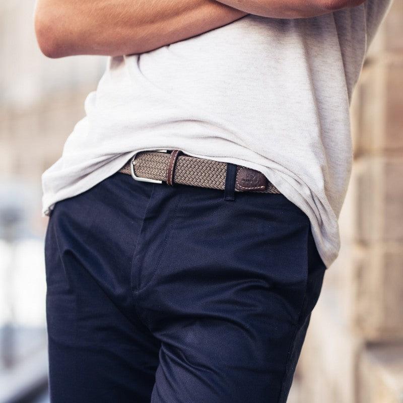 Ceinture tressée Billybelt taupe beige en cuir - Georgespaul