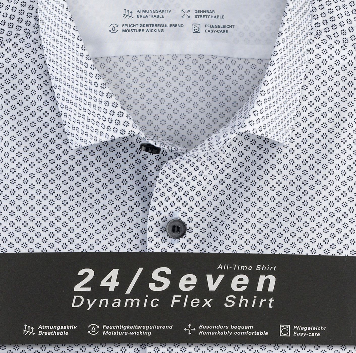 Chemise à imprimés homme Modern Kent OLYMP ajustée blanche | Georgespaul