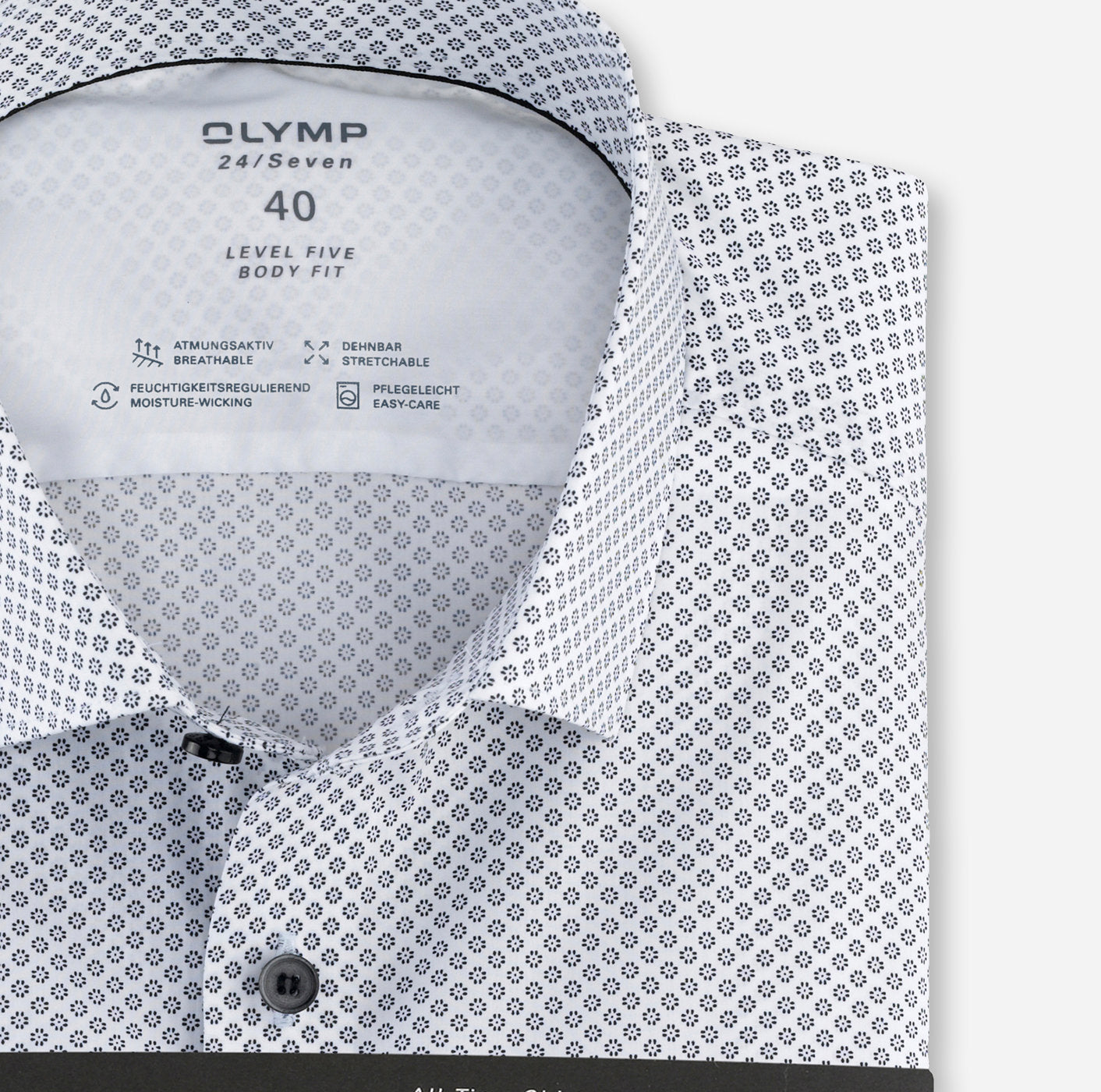 Chemise à imprimés homme Modern Kent OLYMP ajustée blanche | Georgespaul