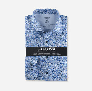 Chemise à motif OLYMP coupe ajustée blanche et bleue