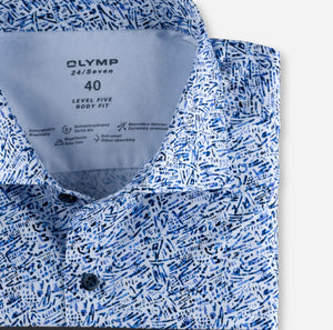 Chemise à motif OLYMP coupe ajustée blanche et bleue