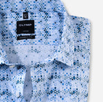 Charger l&#39;image dans la galerie, Chemise à motifs homme OLYMP coupe droite bleue en coton stretch | Georgespaul
