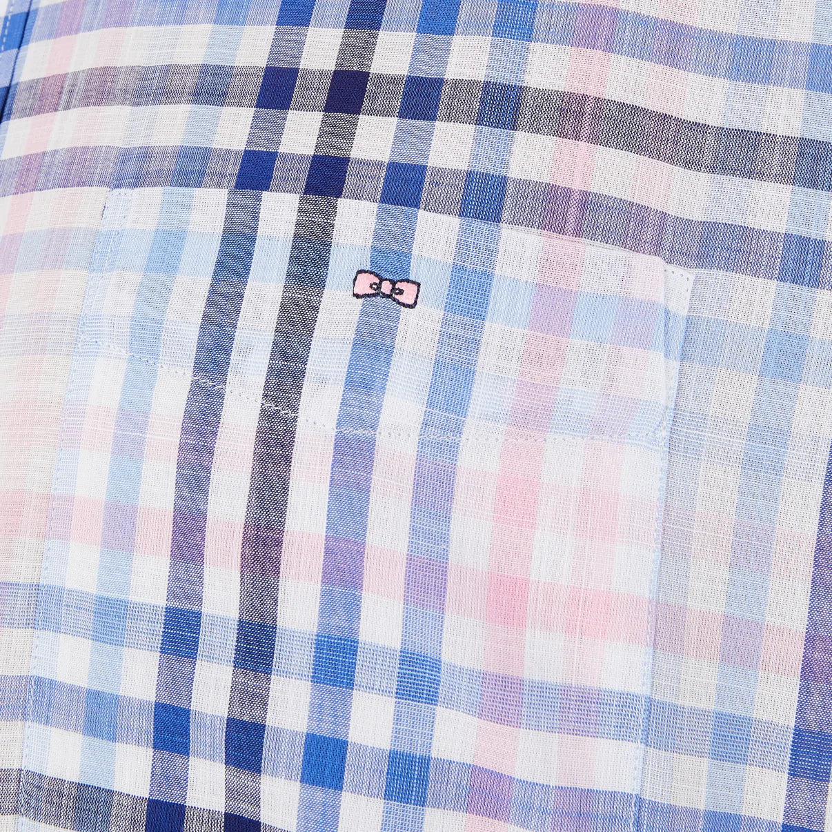 Chemise manches courtes à carreaux Eden Park rose en coton | Georgespaul