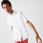 Afbeelding in Gallery-weergave laden, Chemise manches courtes homme Lacoste blanche coton Oxford | Georgespaul
