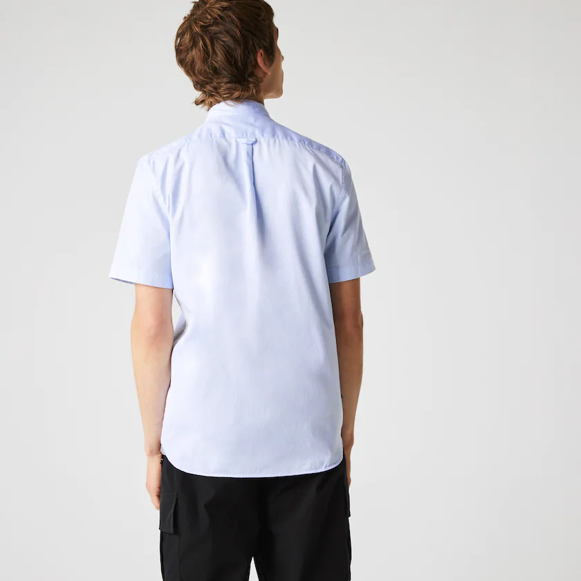 Chemise manches courtes homme Lacoste bleu clair coton Oxford | Georgespaul