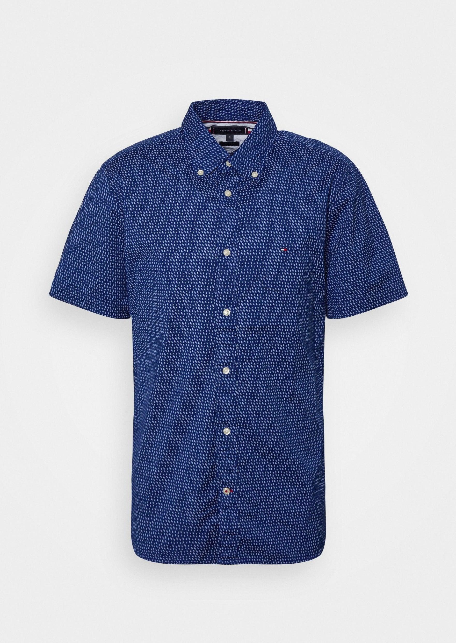 Chemise manches courtes motifs Tommy Hilfiger marine coton - Georgespaul