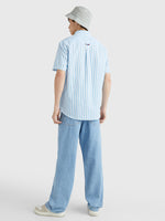 Charger l&#39;image dans la galerie, Chemise rayée Tommy Jeans bleue en lin pour homme I Georgespaul
