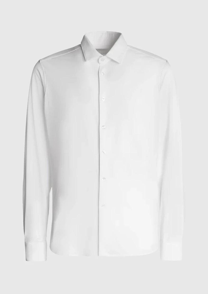 Chemise unie RRD ajustée blanche en coton stretch - Georgespaul