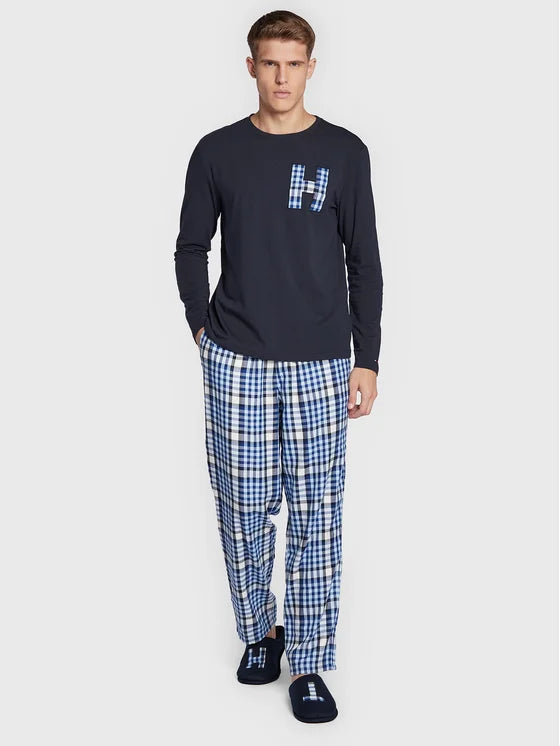 Coffret pyjama Tommy Hilfiger marine en coton stretch