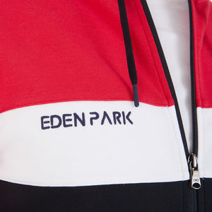 Sweat à capuche zippé tricolore homme Eden Park rouge | Georgespaul