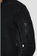 Laden Sie das Bild in den Galerie-Viewer, Replay-Cardigan aus schwarzer Baumwolle mit Reißverschluss
