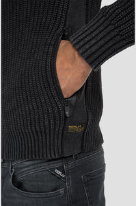 Replay-Cardigan aus schwarzer Baumwolle mit Reißverschluss