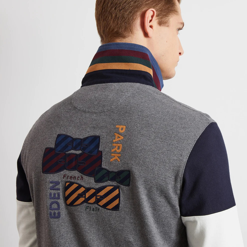 Polo manches longues Eden Park gris en coton | Georgespaul