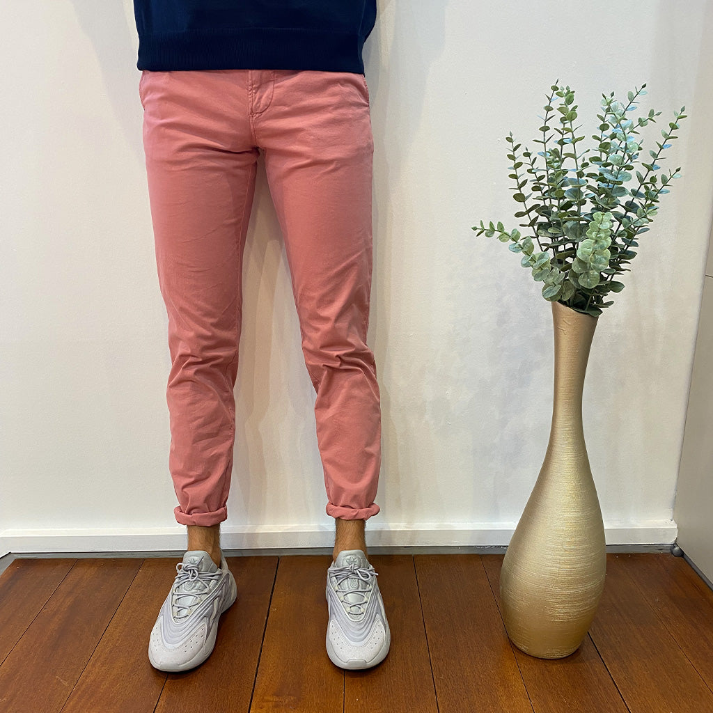 Pantalon chino Georgespaul rose stretch