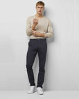 Pantalon chino pour homme Meyer marine en twill de coton | Georgespaul