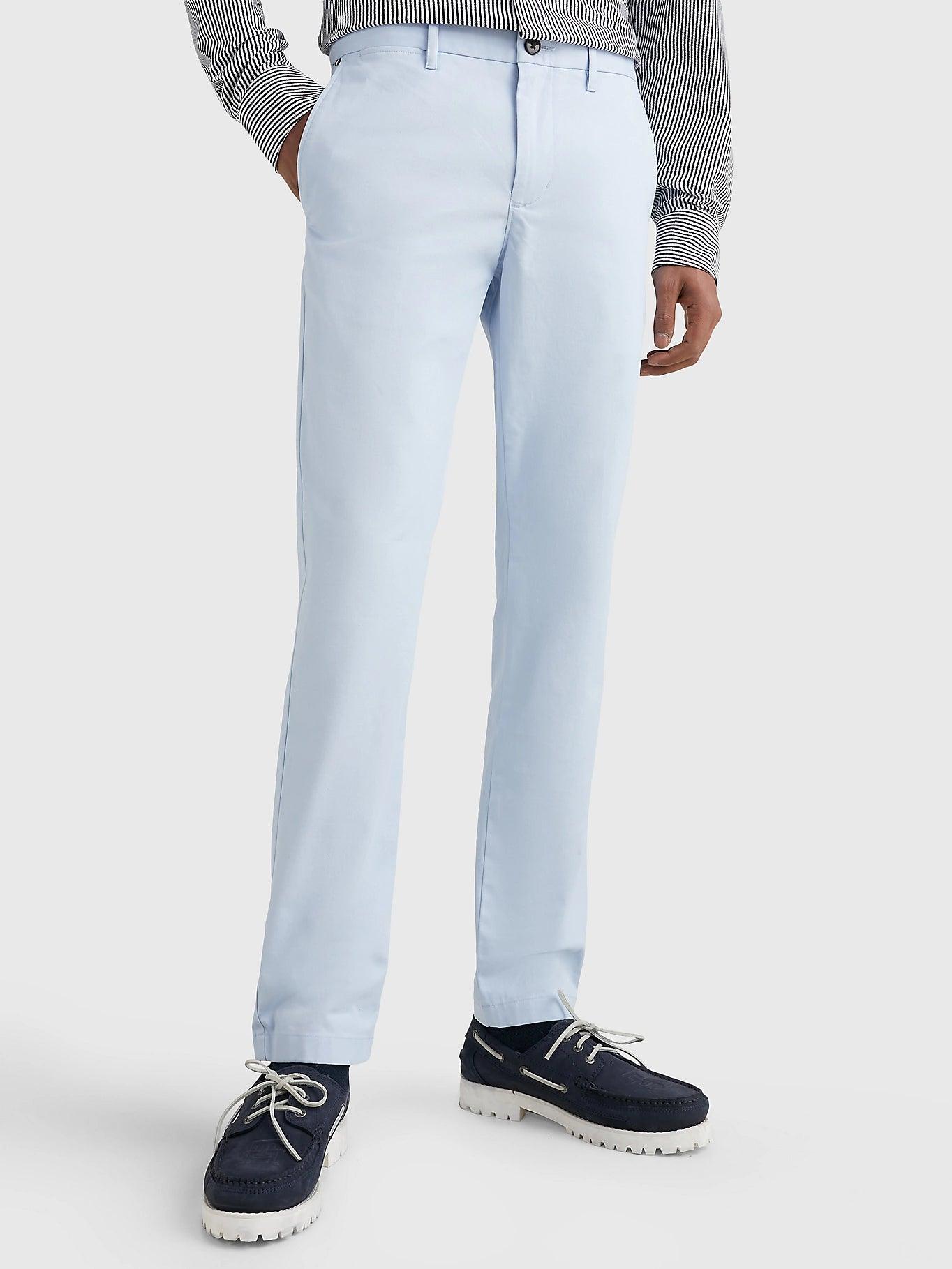 Pantalon chino slim Tommy Hilfiger bleu clair coton bio stretch - Georgespaul