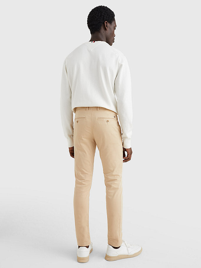Pantalon chino slim homme Tommy Hilfiger beige coton stretch | Georgespaul