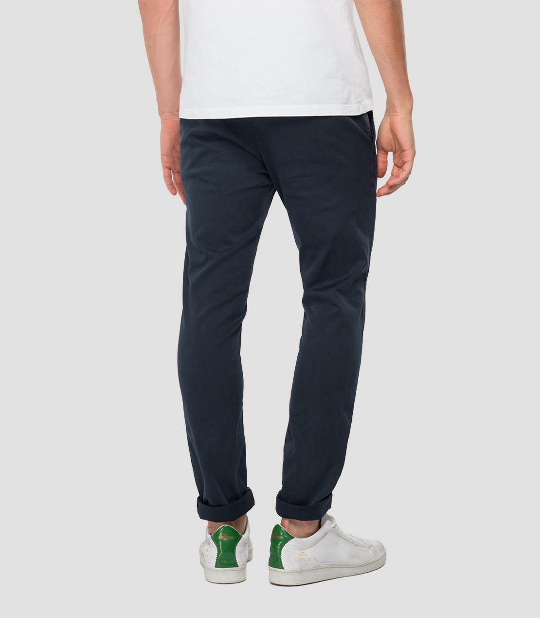 Pantalon chino slim Replay marine en coton stretch - Georgespaul