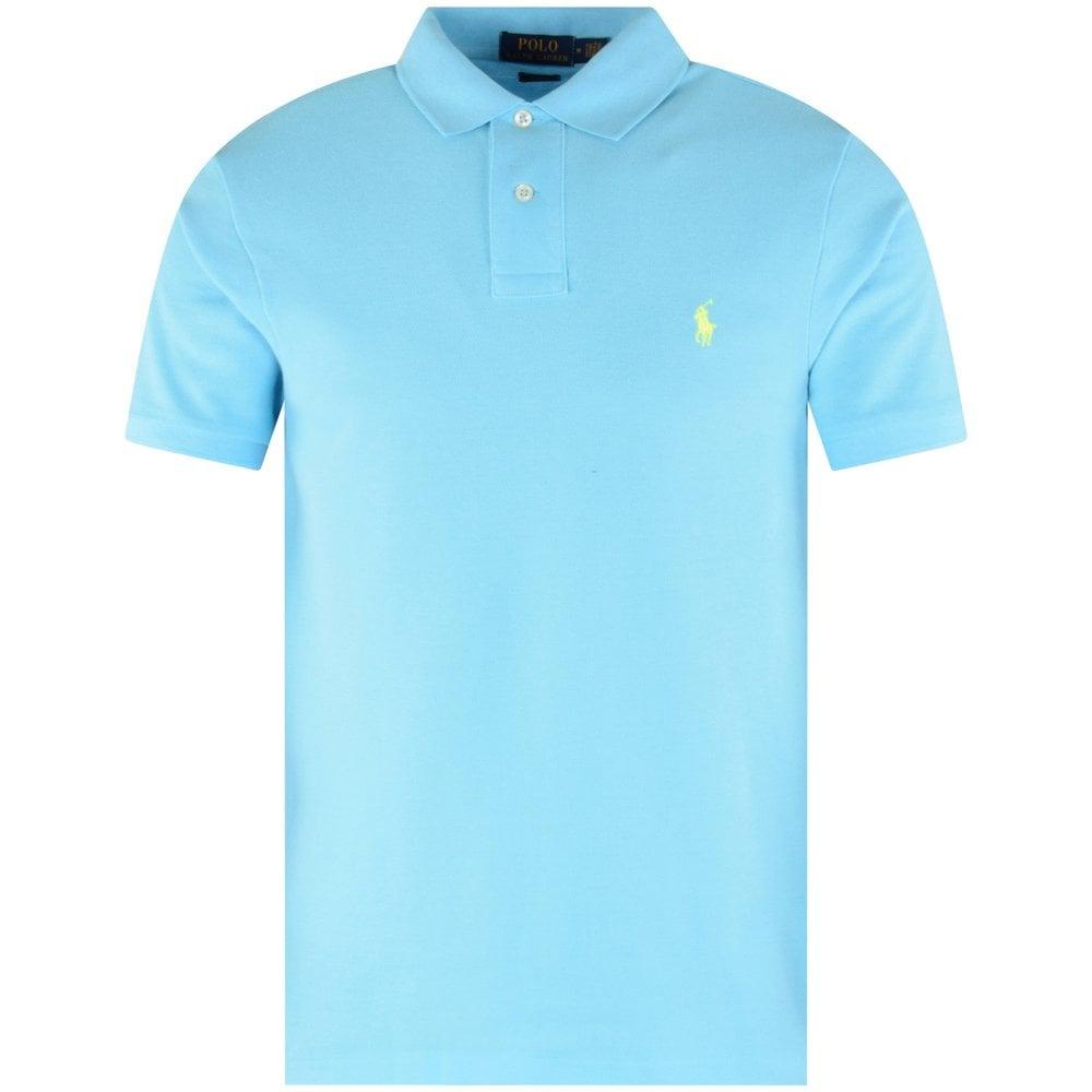 Polo Ralph Lauren ajusté bleu en coton piqué - Georgespaul