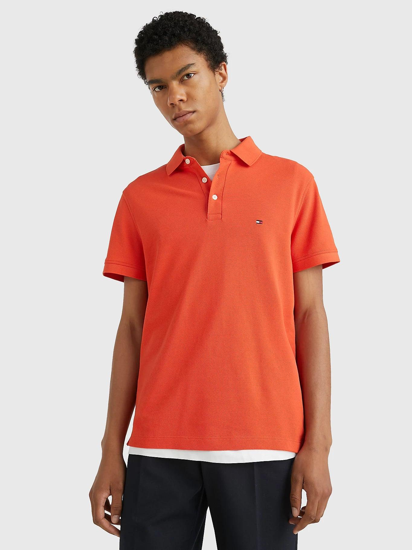 Polo Tommy Hilfiger ajusté orange en coton bio stretch - Georgespaul