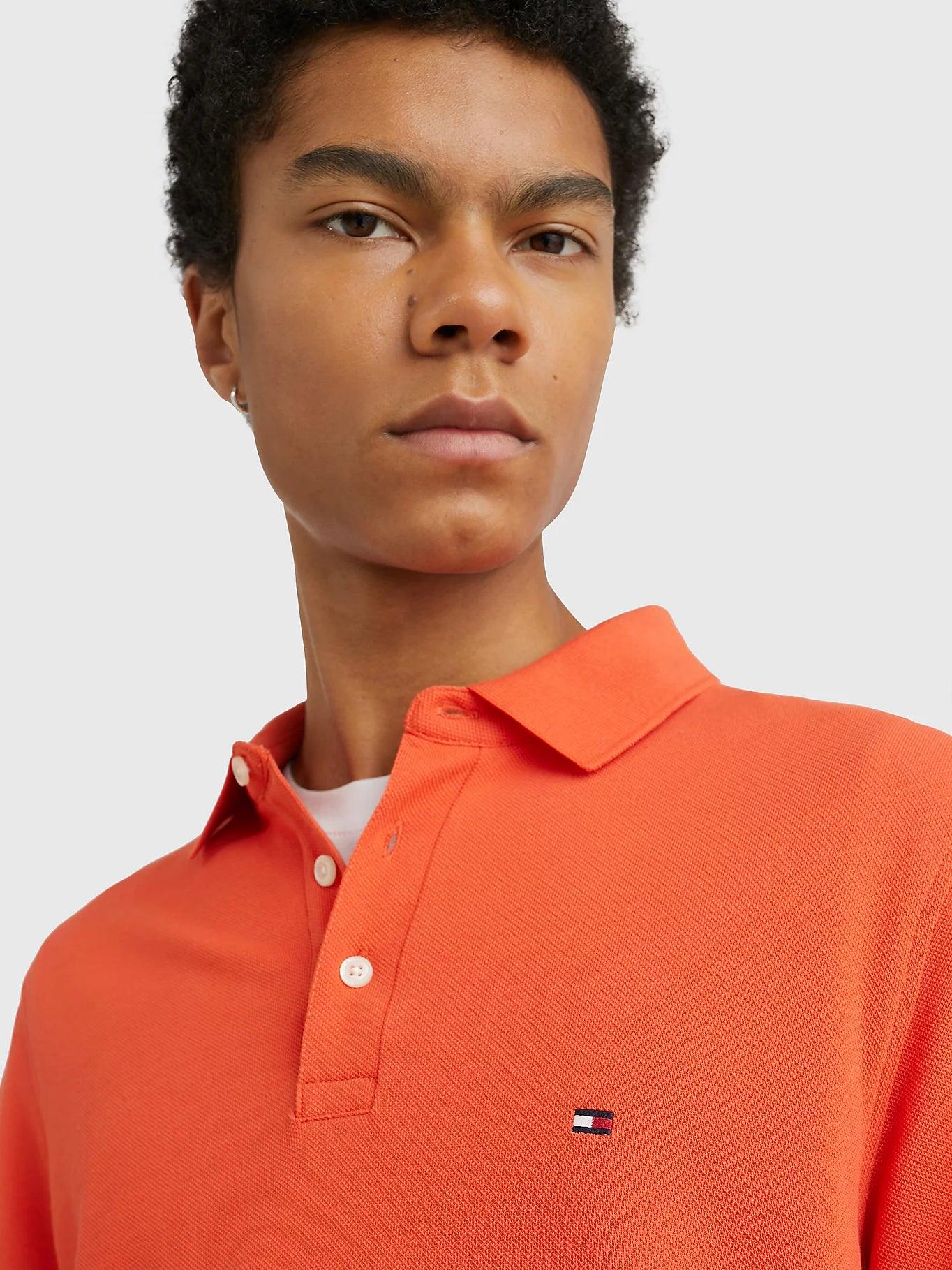 Polo Tommy Hilfiger ajusté orange en coton bio stretch - Georgespaul