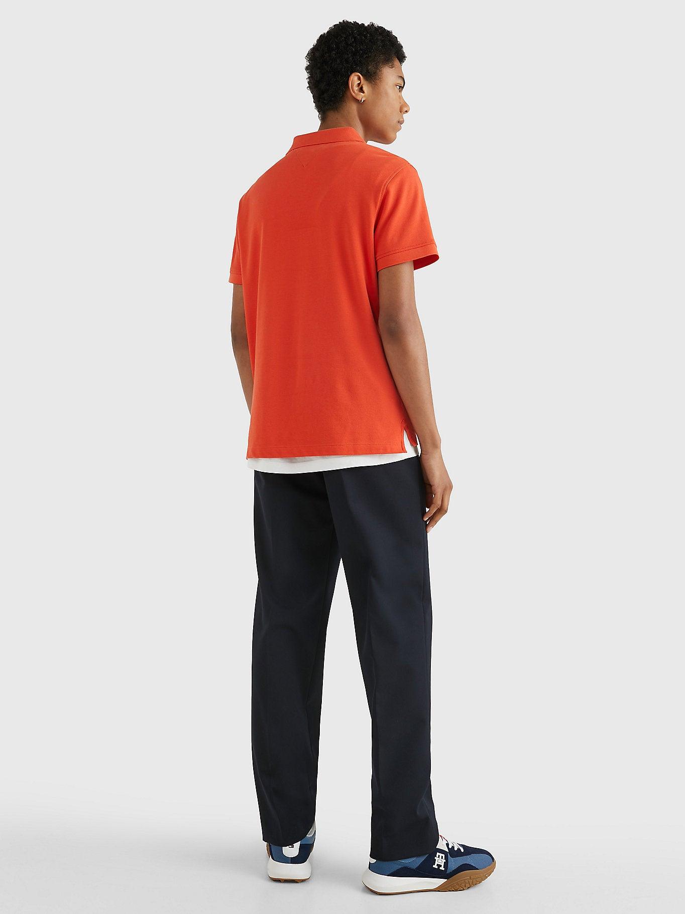 Polo Tommy Hilfiger ajusté orange en coton bio stretch - Georgespaul