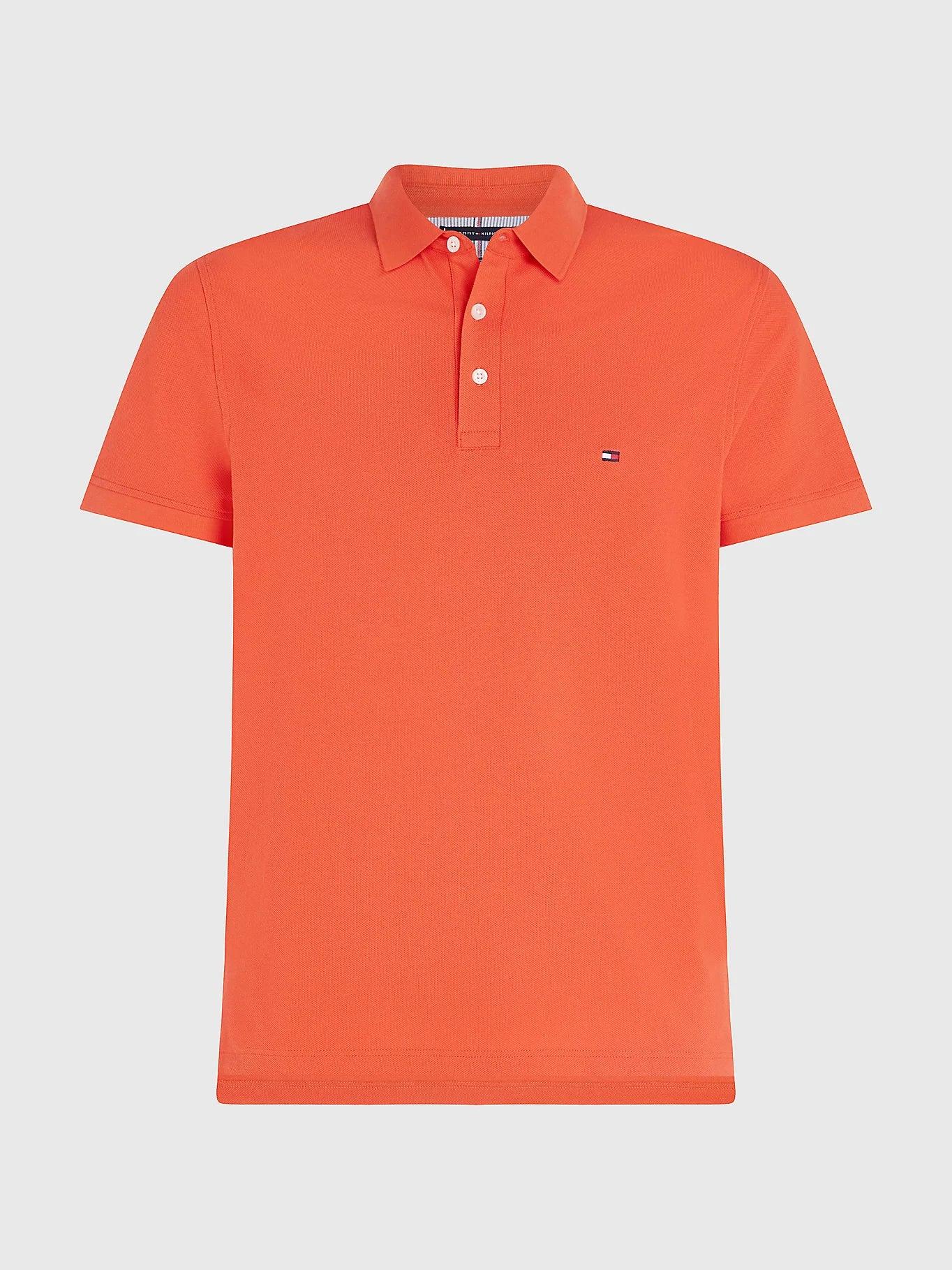 Polo Tommy Hilfiger ajusté orange en coton bio stretch - Georgespaul