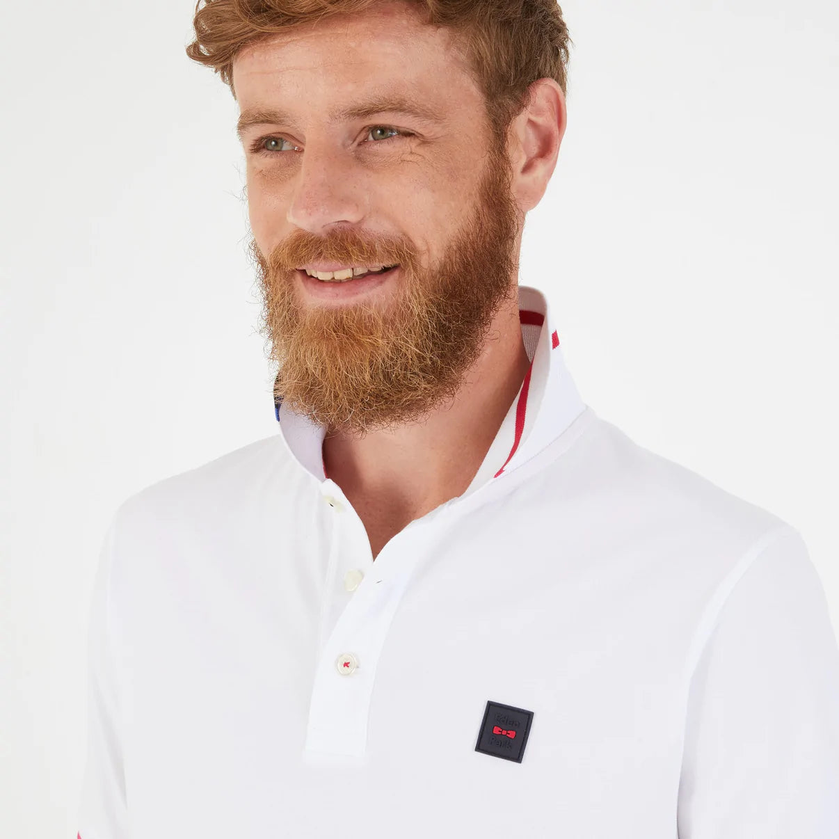 Polo à détails tricolores homme Eden Park blanc en jersey | Georgespaul
