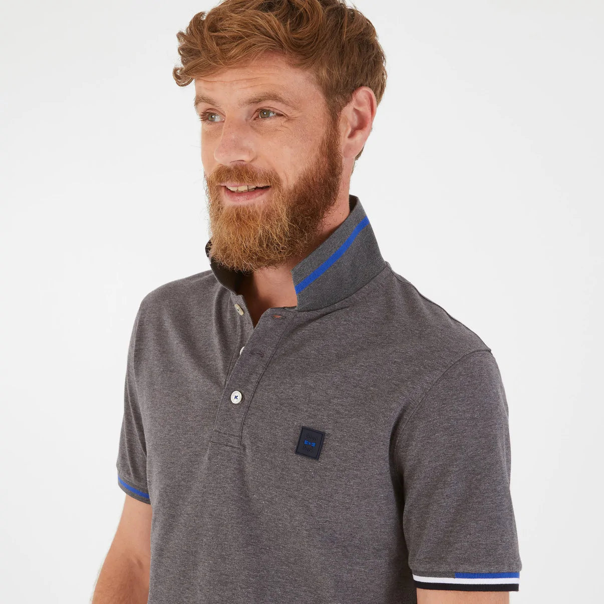 Polo à détails tricolores homme Eden Park gris en jersey | Georgespaul