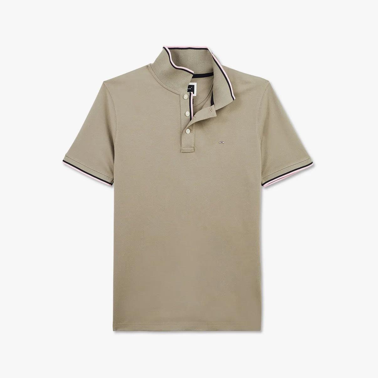 Polo à liserés Eden Park beige en coton stretch - Georgespaul