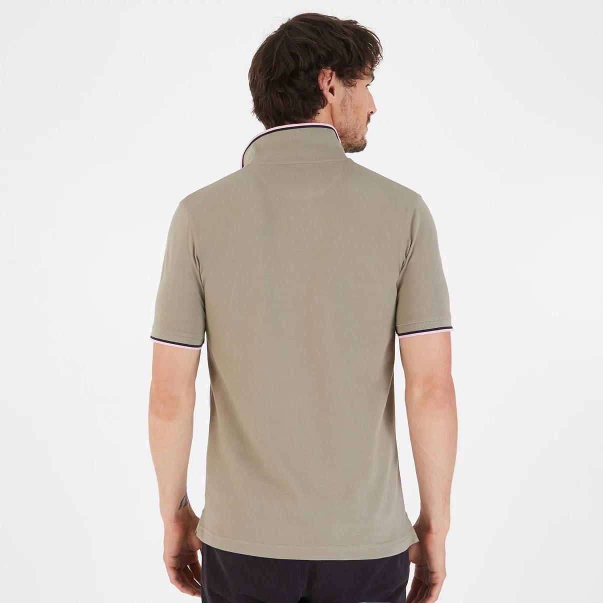 Polo à liserés Eden Park beige en coton stretch - Georgespaul