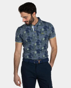 Polo à motifs NZA marine en coton pour homme I Georgespaul
