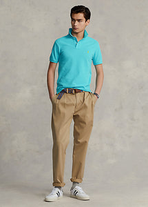 Polo homme Ralph Lauren cintré bleu turquoise en coton piqué | Georgespaul
