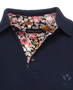 Afbeelding in Gallery-weergave laden, Polo homme manches longues Ethnic blue marine en coton | Georgespaul
