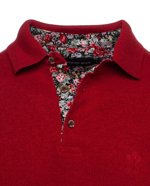 Polo ROUGE homme - Manches longues
