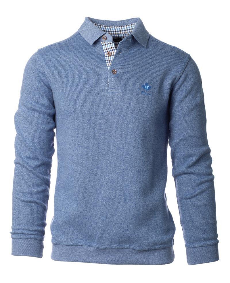 Polo manches longues Ethnic Blue bleu - Georgespaul