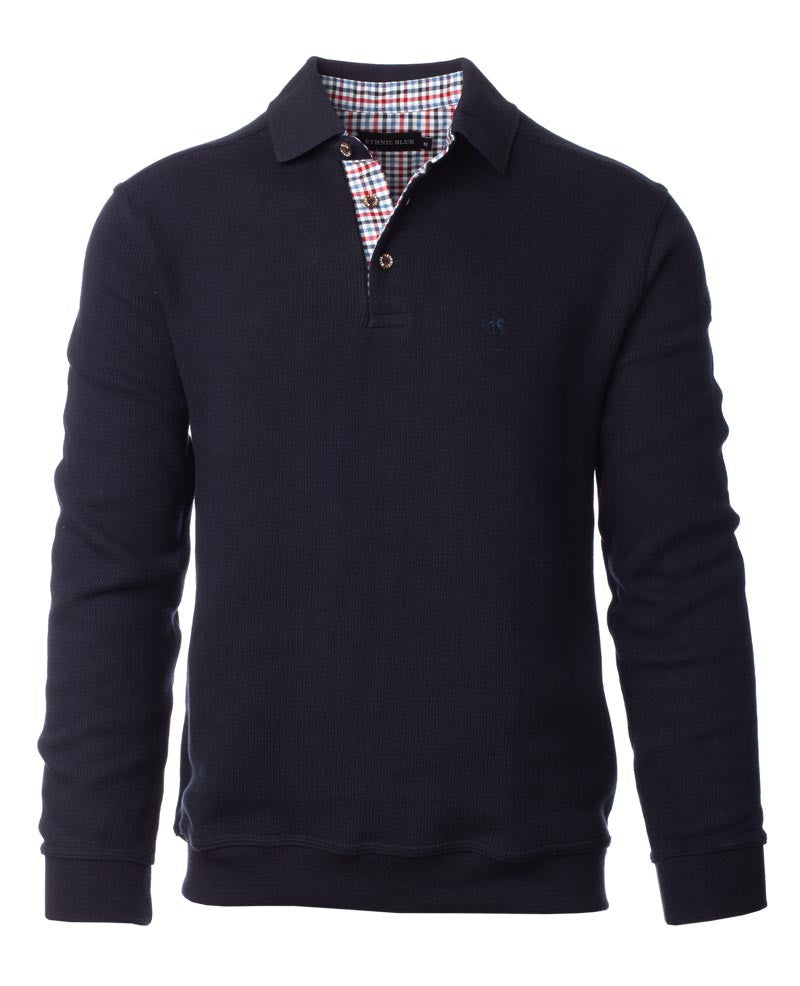 Polo manches longues pour homme Ethnic Blue marine | Georgespaul