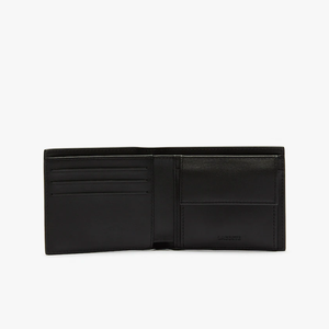 Lacoste faltbares Portemonnaie aus schwarzem Leder