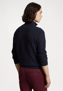 Pull demi zip Ralph Lauren marine en coton pour homme I Georgespaul