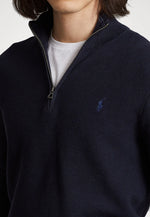 Charger l&#39;image dans la galerie, Pull demi zip Ralph Lauren marine en coton pour homme I Georgespaul
