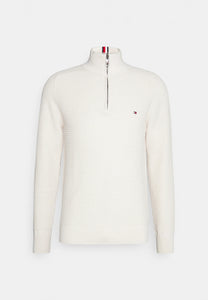 Pull demi zip Tommy Hilfiger blanc pour homme I Georgespaul