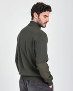 Charger l&#39;image dans la galerie, Pull demi zip à empiècements Paul &amp; Shark kaki en laine
