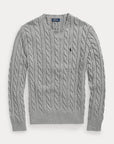 Pull torsadé Ralph Lauren gris en coton - Georgespaul