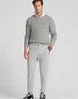 Pull torsadé Ralph Lauren gris en coton - Georgespaul