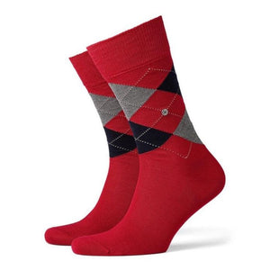 Hohe Burlington-Socken aus roter Baumwolle mit Rautenmuster