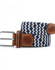 Ceinture tressée Billybelt blanche et bleue en cuir - Georgespaul