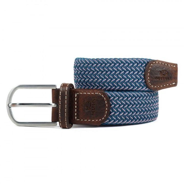 Ceinture tressée bicolore Billybelt bleue et blanche en cuir - Georgespaul