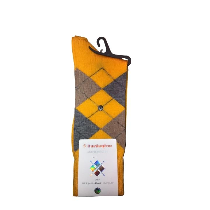 Hohe Burlington-Socken aus gelber Baumwolle mit Rautenmuster