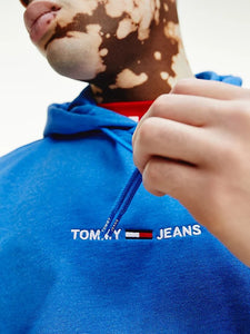Sweat à capuche Tommy Jeans bleu coton bio